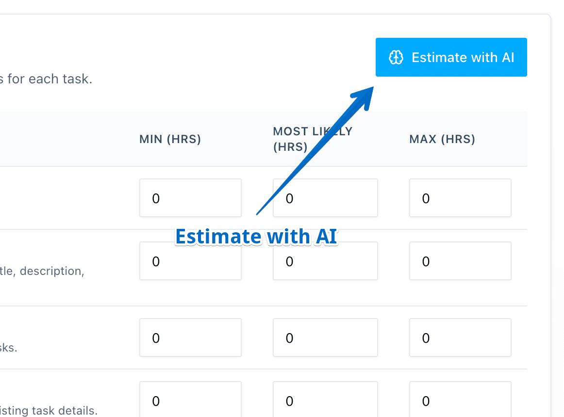 AI estimate filling feature